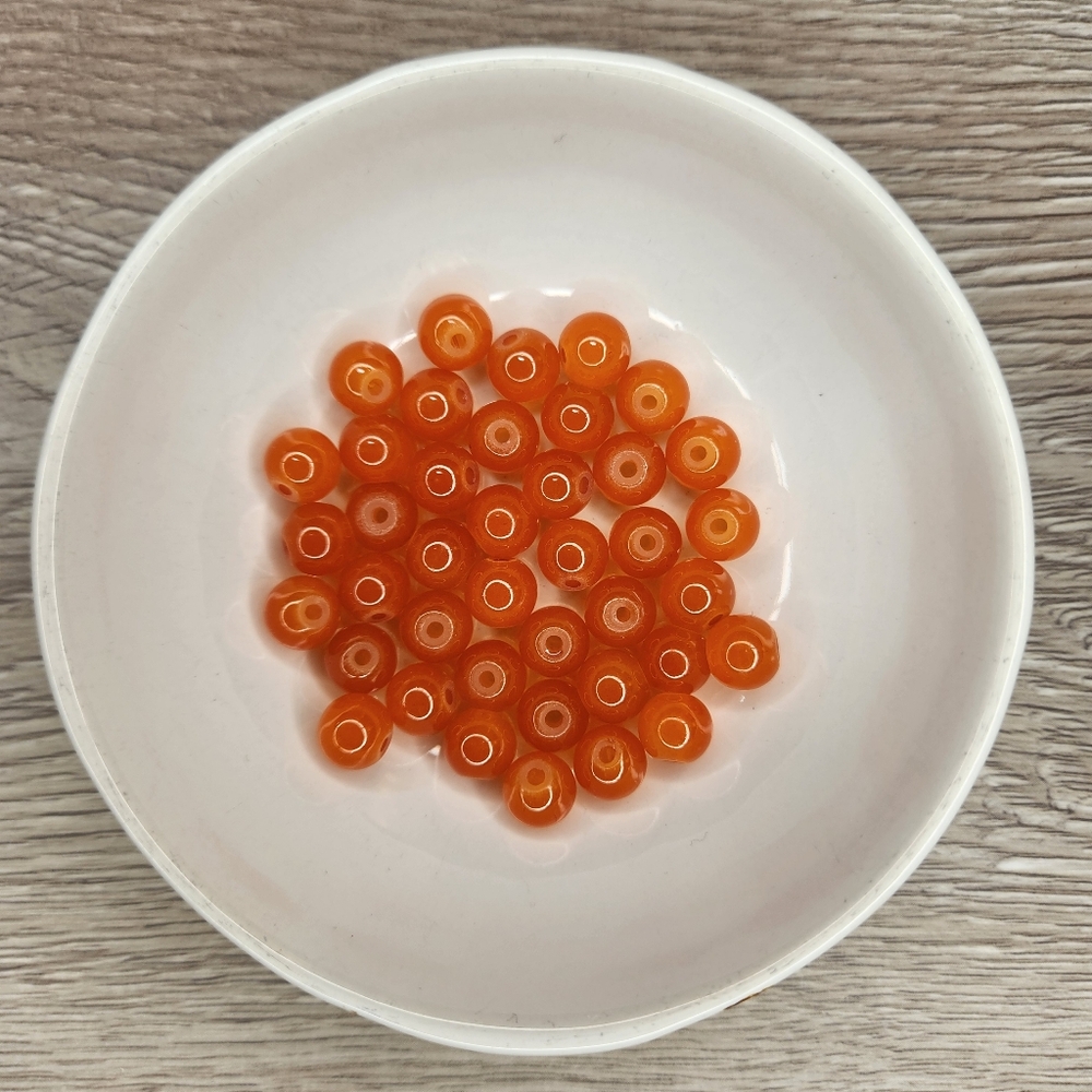 Orange Glass Beads 8mm Round 40 Bead Count #68